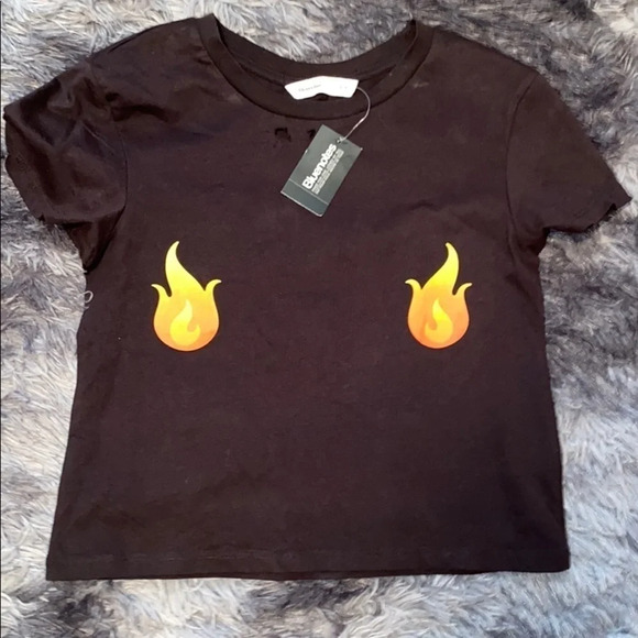 NWT bluenotes black fire crop top S - Picture 2 of 14